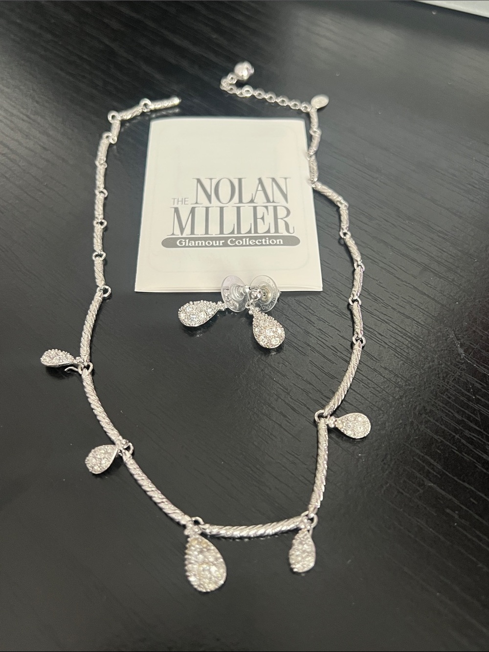 Nolan Miller Pave Raindrop Necklace with Matching Earrings